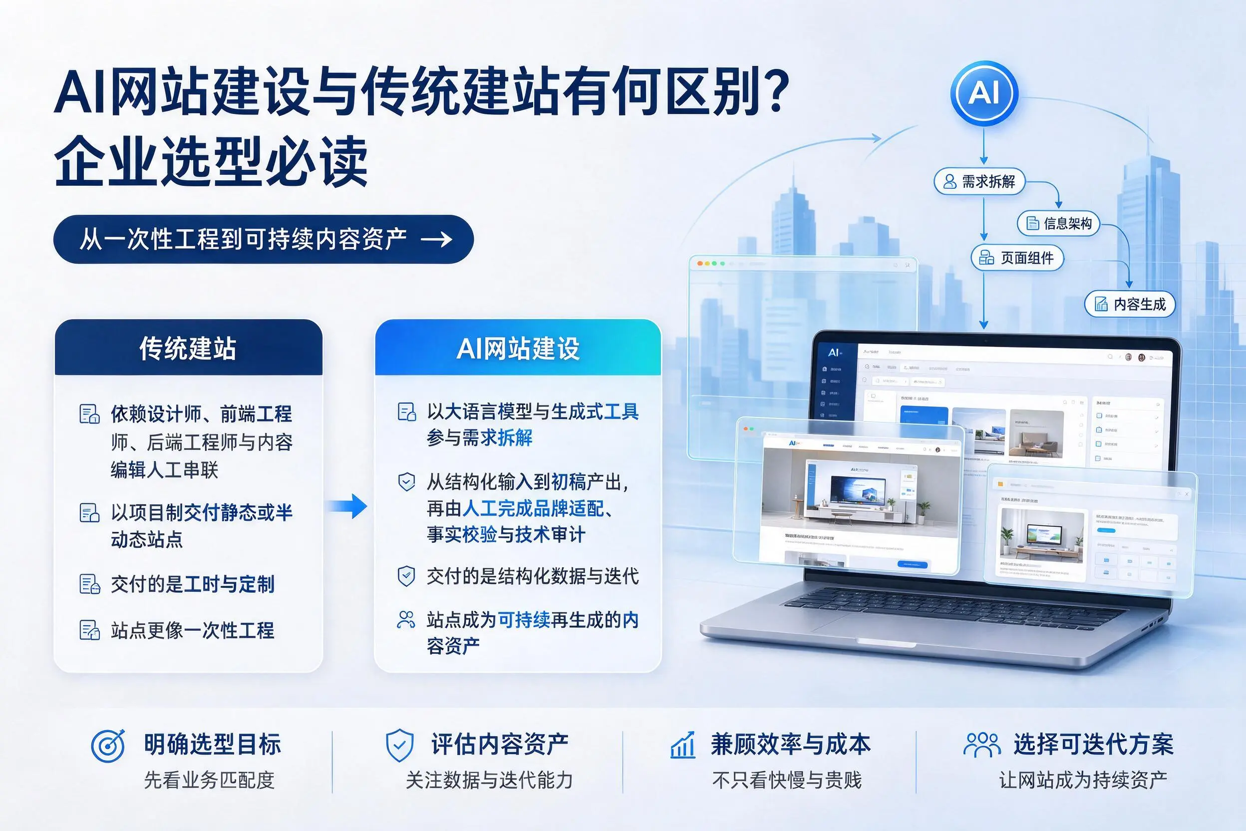 AI网站建设与传统建站有何区别？自贡企业选型必读
