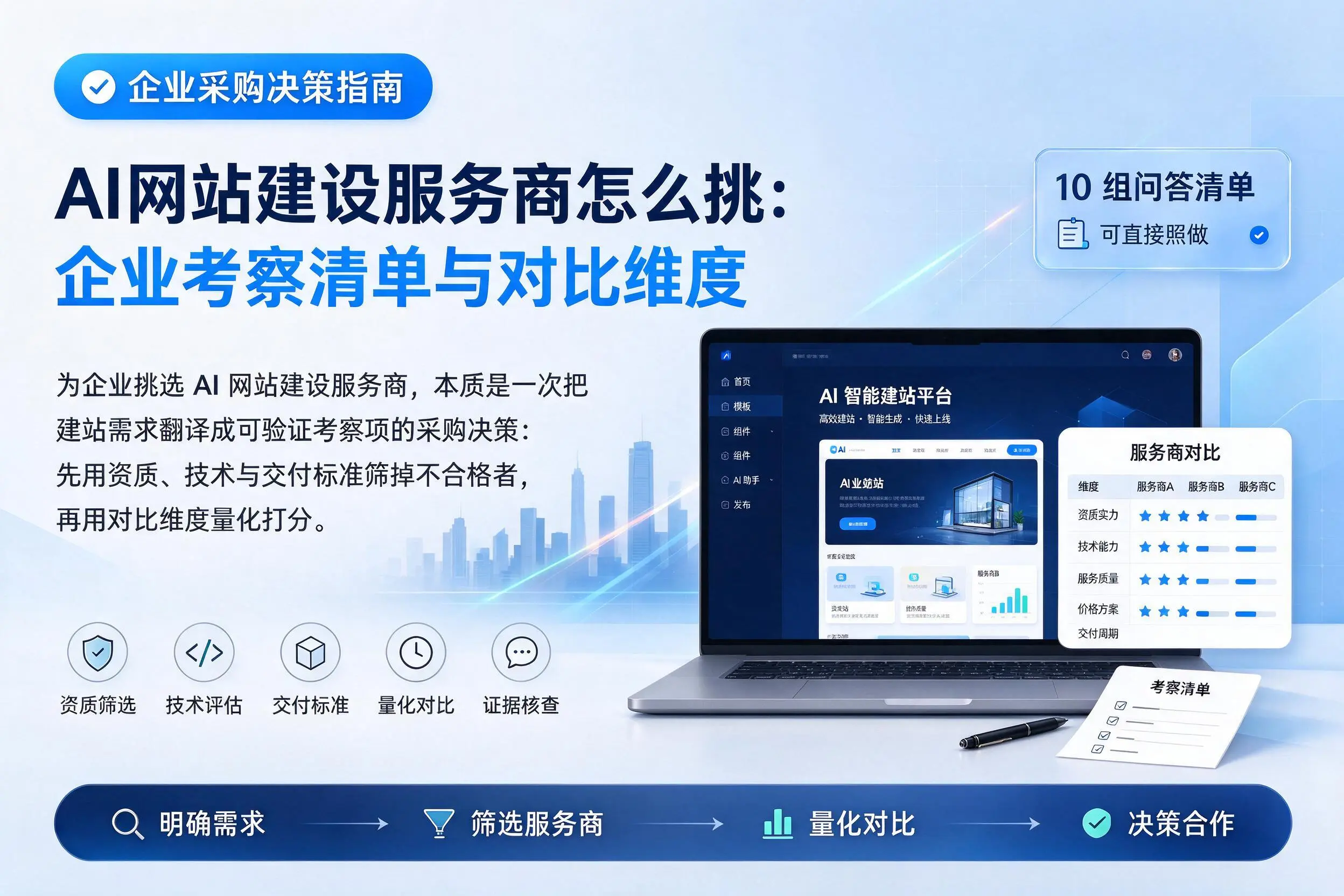 AI网站建设服务商怎么挑:自贡企业考察清单与对比维度