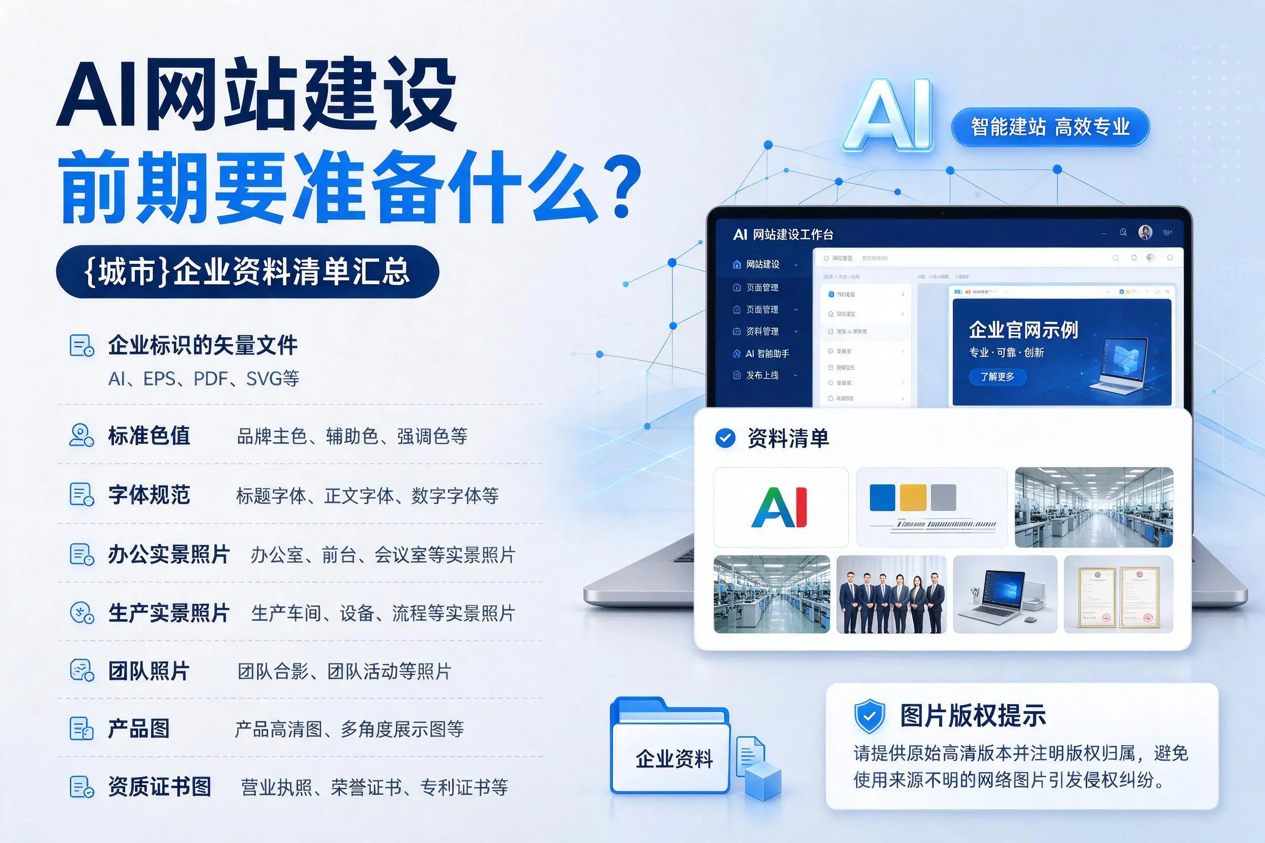 AI网站建设前期要准备什么？自贡企业资料清单汇总