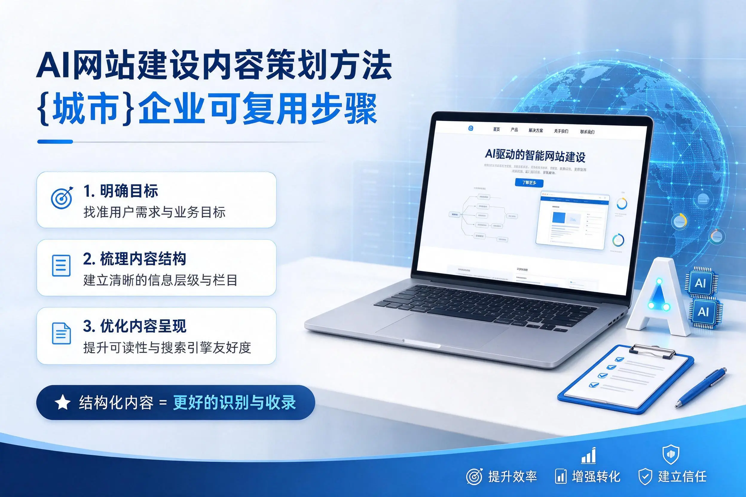AI网站建设内容策划方法，自贡企业可复用步骤