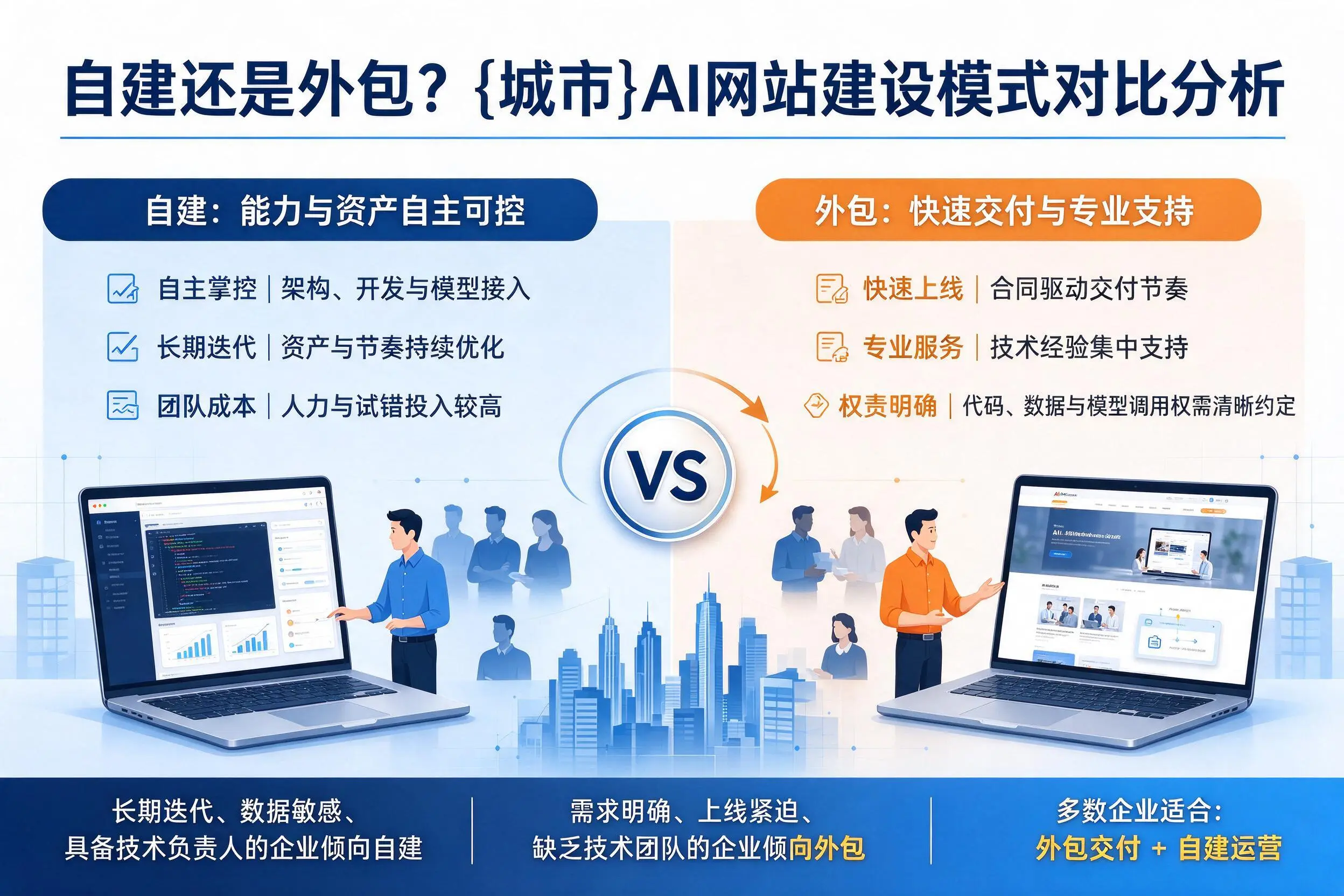 自建还是外包?自贡AI网站建设模式对比分析